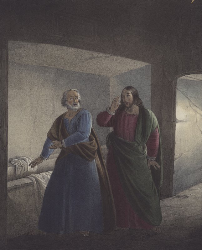 Petrus en Johannes bij het graf. Hij is opgestaan. door Siegfried Detler Bendixen