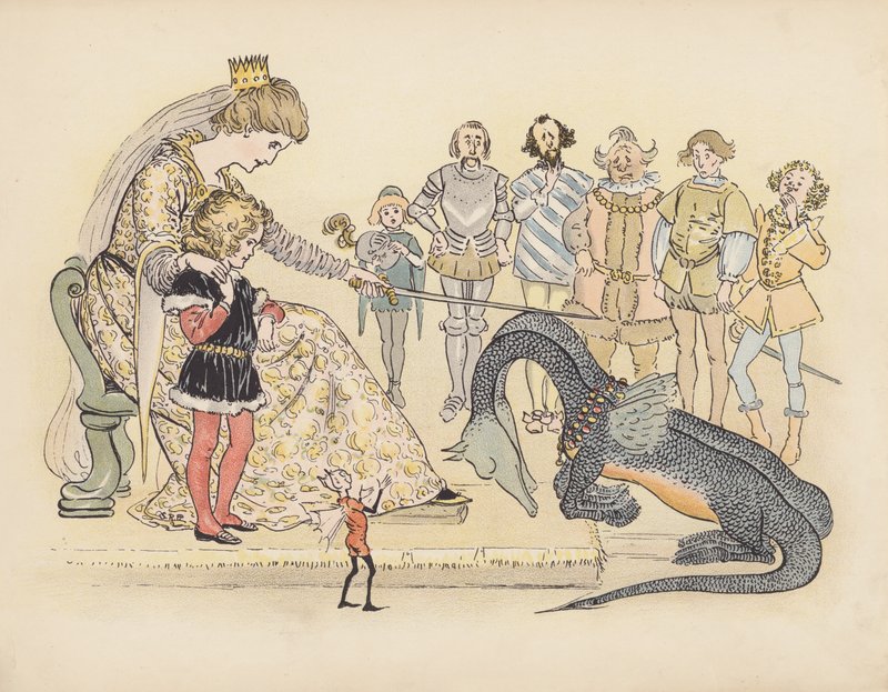 Illustratie voor Little Twin Dragons door S Rosamond Praeger (kleurenlitho) door Sophia Rosamond Praeger