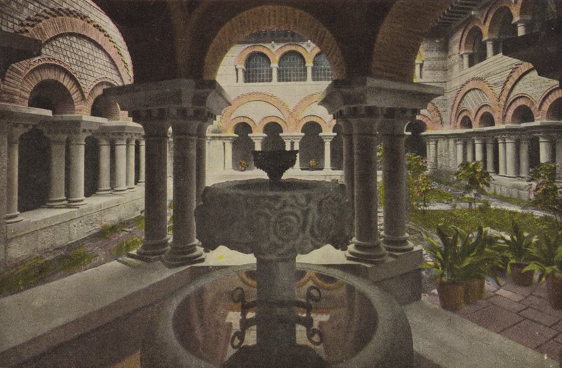 Montserrat: Claustre romanic; Claustro romanico (gekleurde foto) door Spanish Photographer
