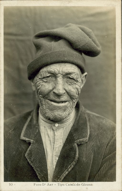 Oude man van Girona, Spanje (z/w foto) door Spanish Photographer