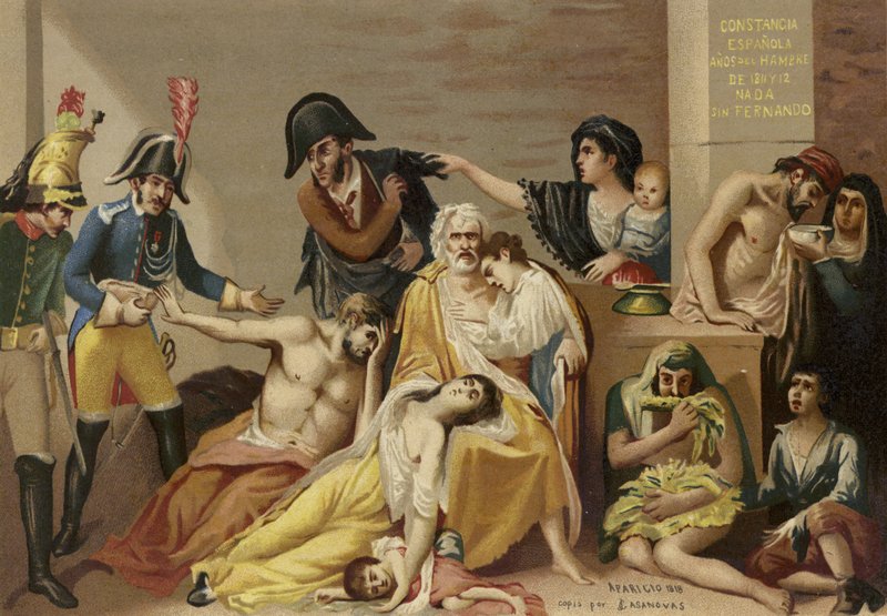 Kopie van een schilderij getiteld Honger door Spanish School