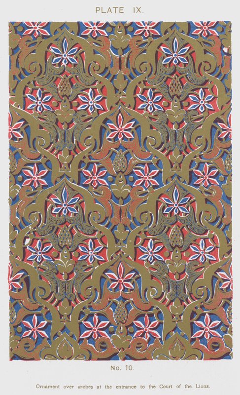 Ornament boven bogen bij de ingang van het Hof van de Leeuwen door Spanish School