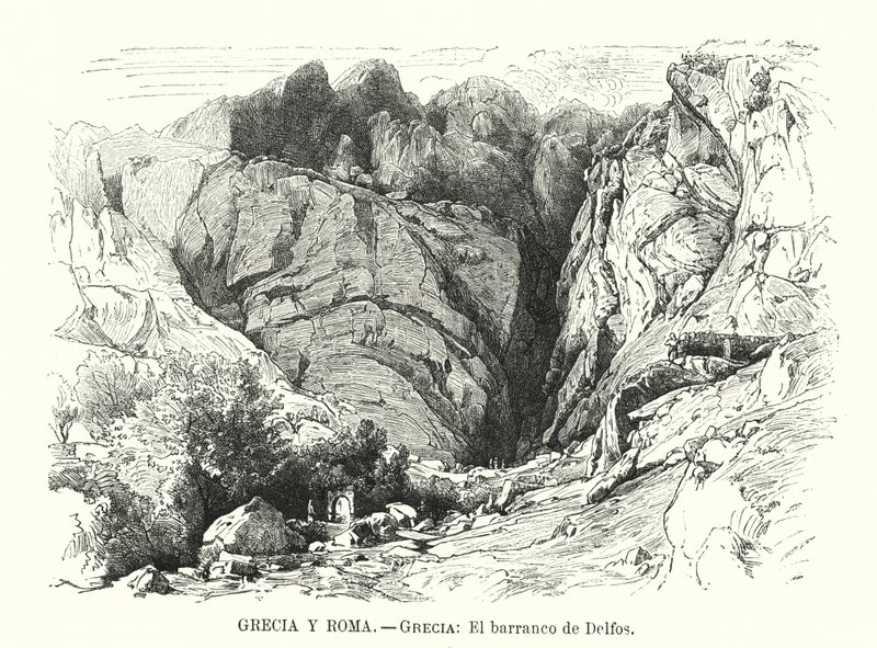 Ravijn van Delphi, Griekenland door Spanish School