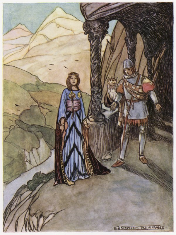 Illustratie voor Siegfried de Drakendoder (kleur litho) door Stephen Reid