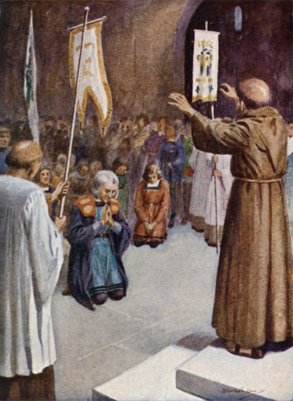 Columbus en zijn bemanning biechten en nemen de communie voor vertrek door Stewart Orr