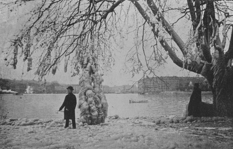 Aux Eaux-Vives in Genève, Winter 1896 door Swiss Photographer