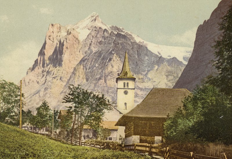 Berner Oberland: Grindelwald met kerk door Swiss Photographer
