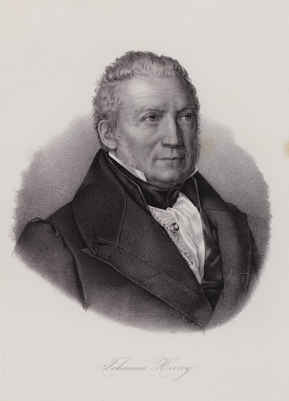 Johannes Herzog Von Effingen, Zwitserse politicus en ondernemer (gravure) door Swiss School