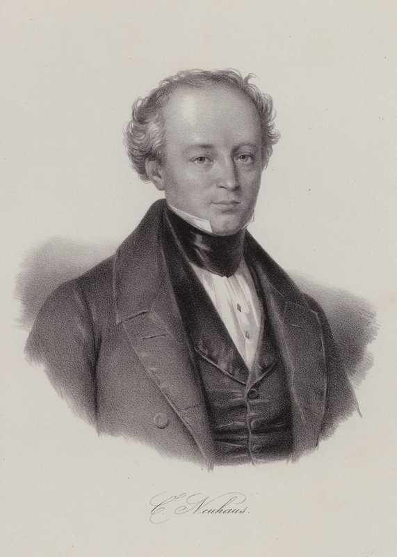 Karl Neuhaus, Zwitserse politicus (gravure) door Swiss School