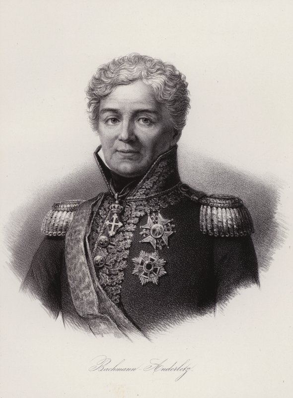 Niklaus Franz von Bachmann, Zwitserse generaal die vocht in de Napoleontische oorlogen (gravure) door Swiss School