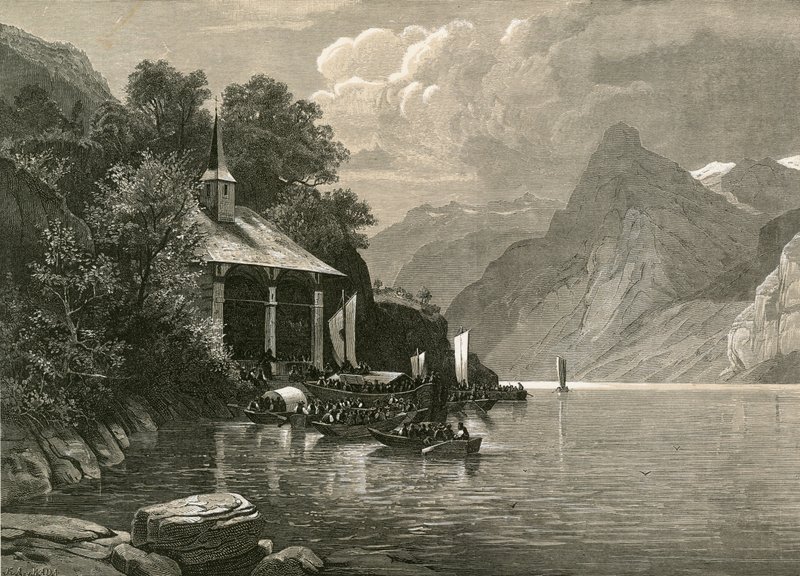Tells Kapel op de Tellenplatte, Baai van Uri door Swiss School
