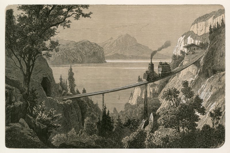 De Rigi-spoorweg, richting de Pilatusberg door Swiss School