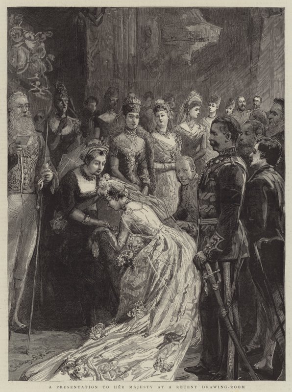 Een presentatie aan Hare Majesteit bij een recent Drawing-Room door Sydney Prior Hall