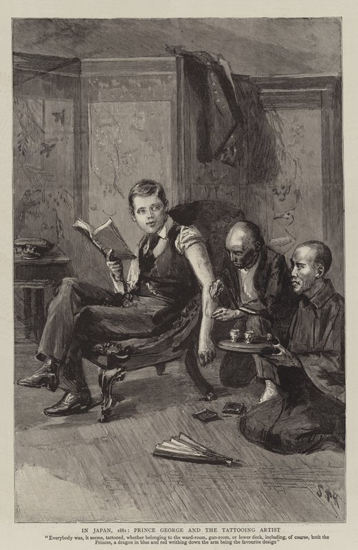 In Japan, 1881, Prins George en de tatoeëerder door Sydney Prior Hall