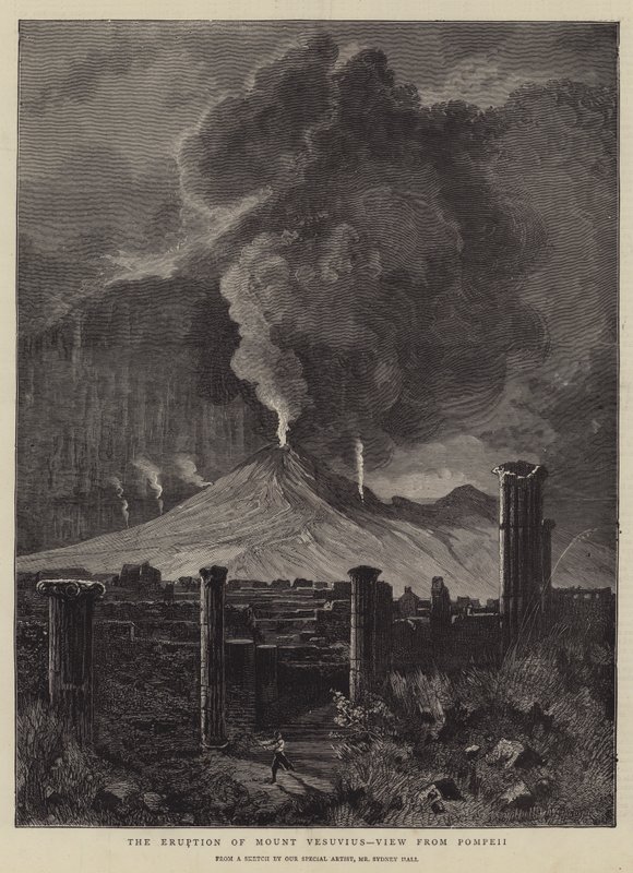 De uitbarsting van de Vesuvius, gezien vanuit Pompeii door Sydney Prior Hall