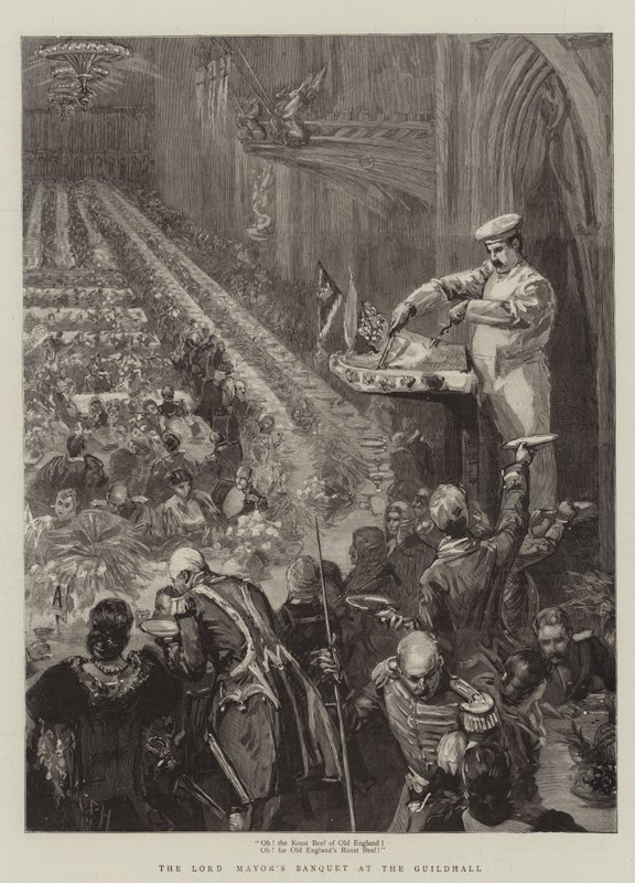 Het banket van de Lord Mayor in de Guildhall door Sydney Prior Hall