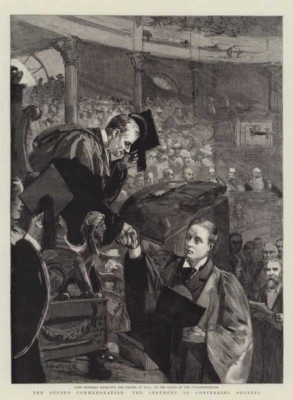 De Oxford Herdenking, de Ceremonie van het Verlenen van Graden door Sydney Prior Hall