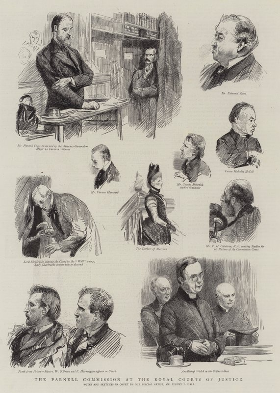 De Parnell Commissie bij de Royal Courts of Justice door Sydney Prior Hall