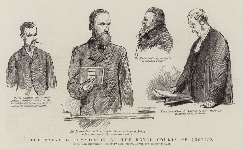 De Parnell Commissie bij de Royal Courts of Justice door Sydney Prior Hall