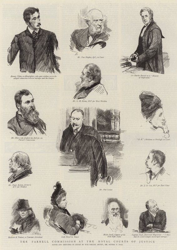 De Parnell Commissie in de Royal Courts of Justice door Sydney Prior Hall