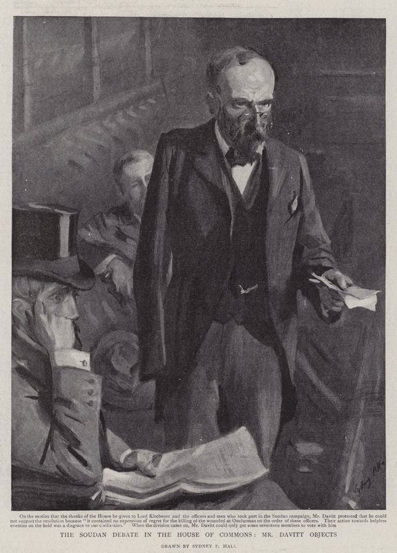 Het Soedan Debat in het Lagerhuis, Mr. Davitt maakt bezwaar door Sydney Prior Hall