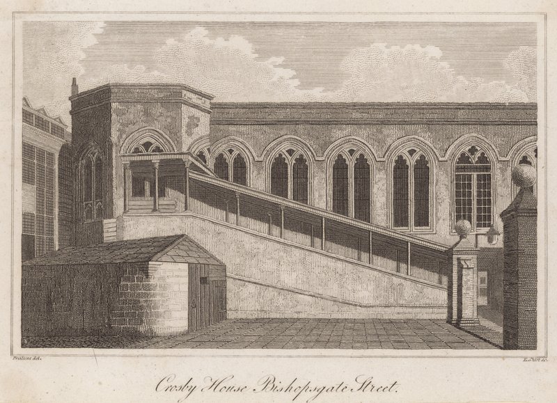 Crosby Hall, Bishopsgate Street, Londen door T. Prattent