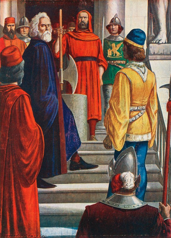 Doge Marin Faliero die een staatsgreep probeerde in 1355 en werd onthoofd door Tancredi Scarpelli