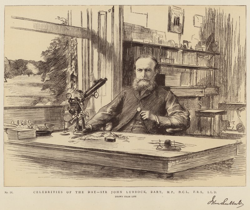 Beroemdheden van de dag, Sir John Lubbock, Baronet, MP, DCL, FRS, LLD door Theodore Blake Wirgman