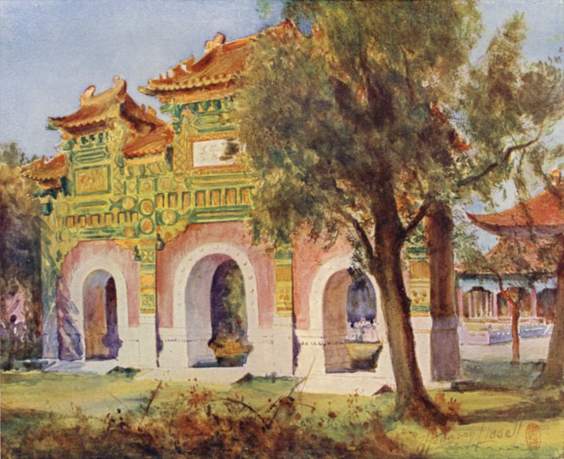 Peking, Porseleinen Pailau bij de Hal van de Klassieken door Thomas Hodgson Liddell