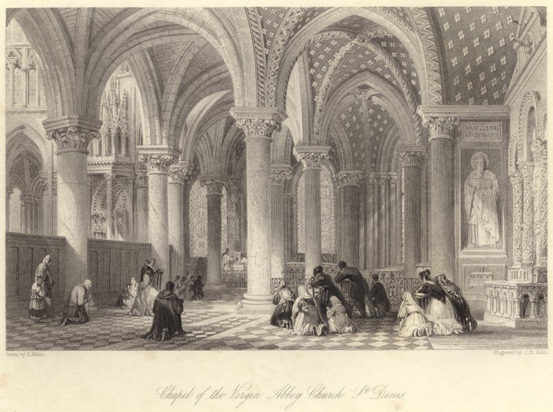 Kapel van de Maagd Abdijkerk, St. Denis (gravure) door Thomas (after) Allom