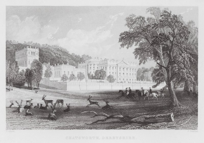 Chatsworth, Derbyshire (gravure) door Thomas (after) Allom