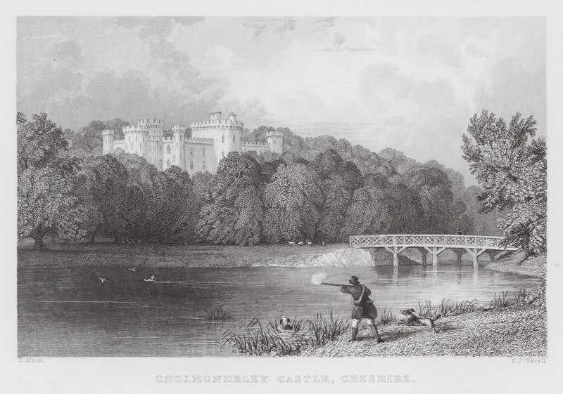 Cholmondeley Kasteel, Cheshire door Thomas (after) Allom