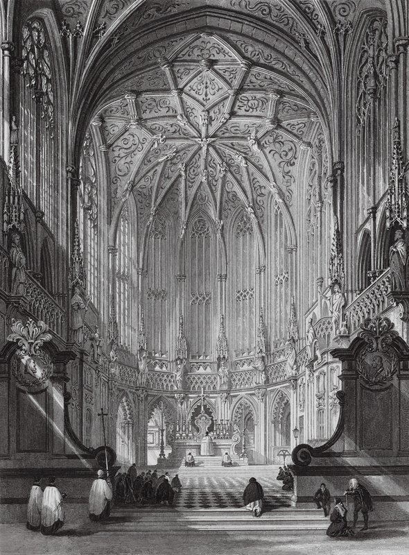 Kerk van St. James, Luik door Thomas (after) Allom