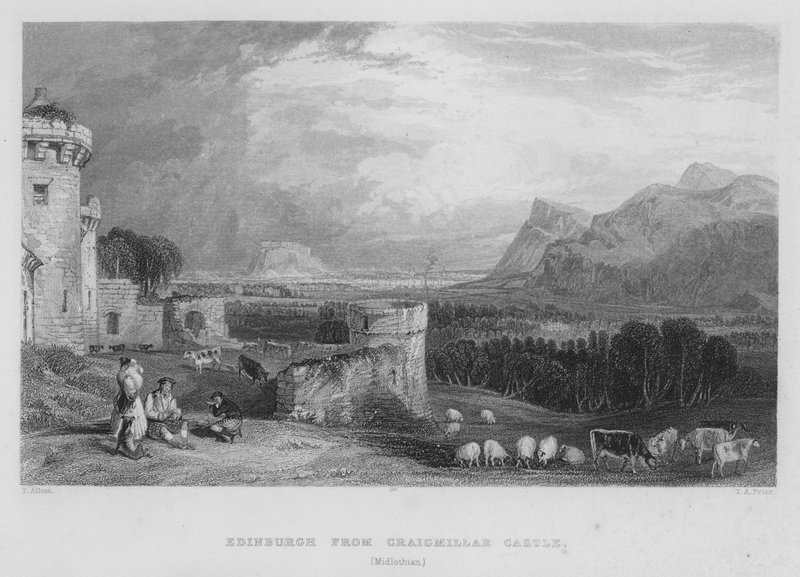 Edinburgh vanaf Craigmillar Kasteel, Midlothian door Thomas (after) Allom