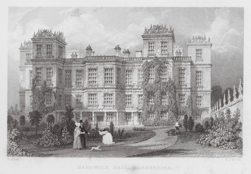 Hardwick Hall, Derbyshire (gravure) door Thomas (after) Allom