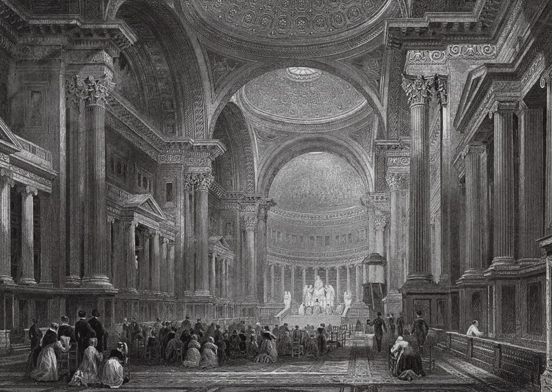 Interieur van de Madeleine, Parijs door Thomas (after) Allom
