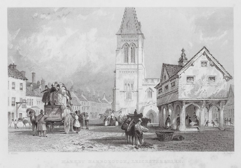 Market Harborough, Leicestershire (gravure) door Thomas (after) Allom