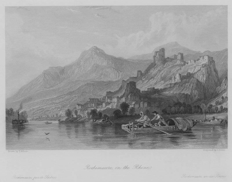 Rochemaure, aan de Rhône door Thomas (after) Allom