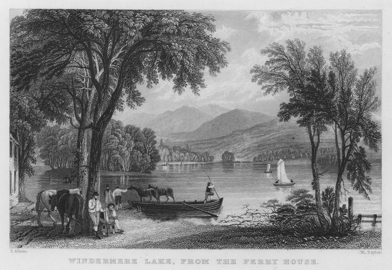 Windermere Meer, vanuit het Veerhuis door Thomas (after) Allom
