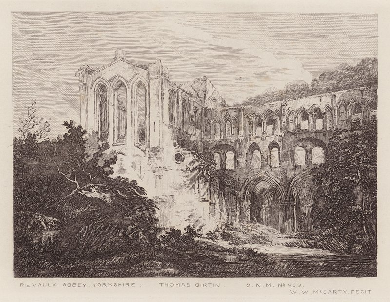 Rievaulx Abdij door Thomas (after) Girtin