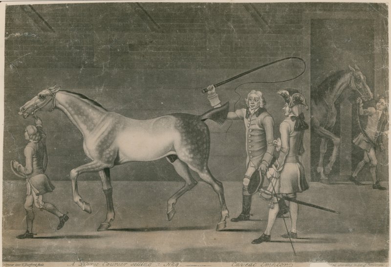 Een paardenhandelaar verkoopt een paard - caveat emptor door Thomas Burford