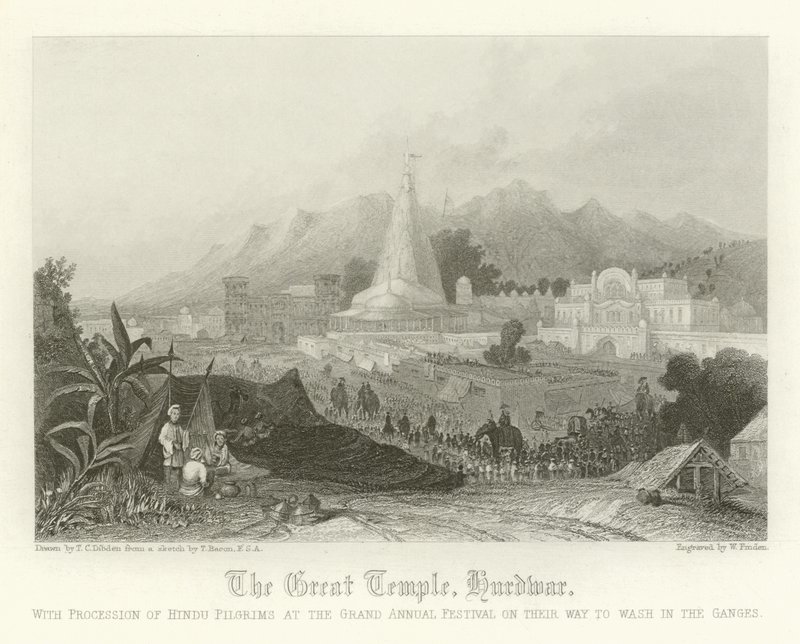 De Grote Tempel, Hurdwar, India door Thomas Colman Dibdin