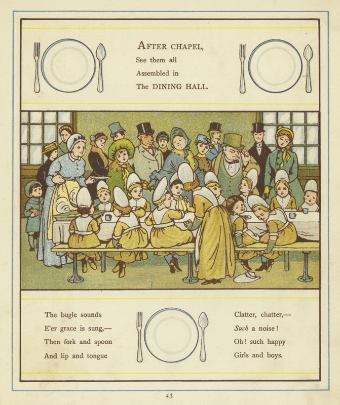 Een groep kinderen rond een eettafel door Thomas Crane