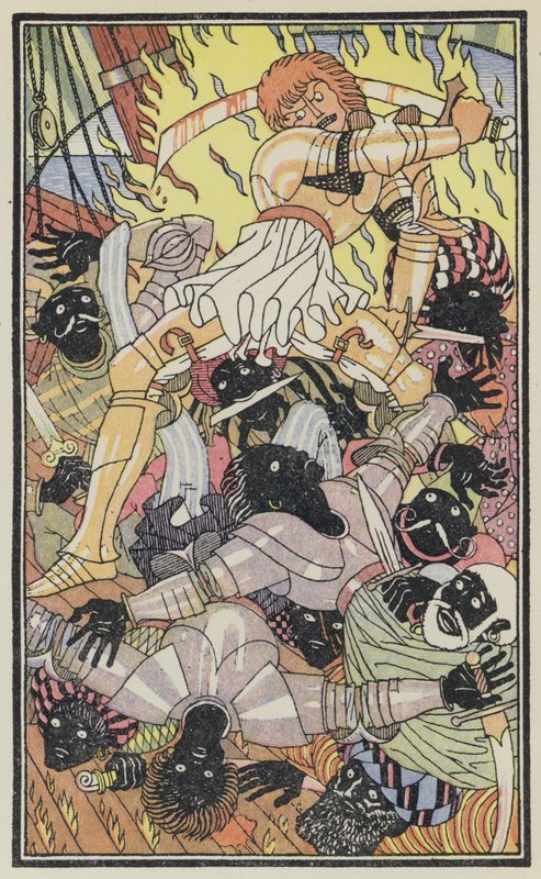 Illustratie voor De Decameron van Boccaccio (kleurenlitho) door Thomas Derrick