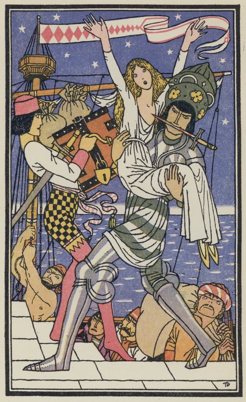 Illustratie voor De Decameron van Boccaccio (kleurenlitho) door Thomas Derrick
