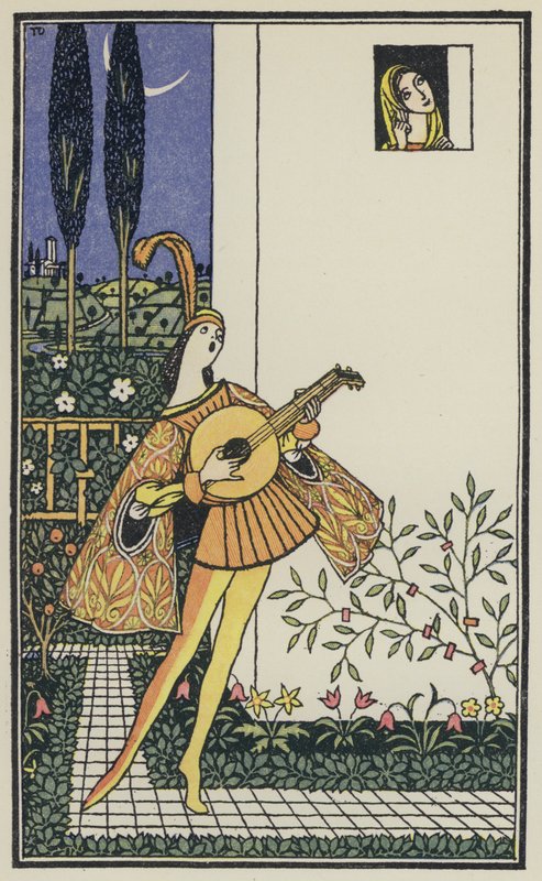 Illustratie voor De Decameron van Boccaccio (kleurenlitho) door Thomas Derrick