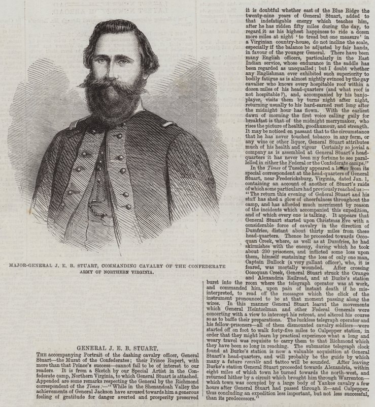 Generaal-majoor J E B Stuart, bevelhebber van de Cavalerie van het Confederale Leger van Noord-Virginia door Thomas Harrington Wilson