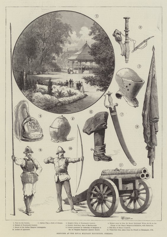 Schetsen op de Royal Military Exhibition, Chelsea door Thomas Harrington Wilson