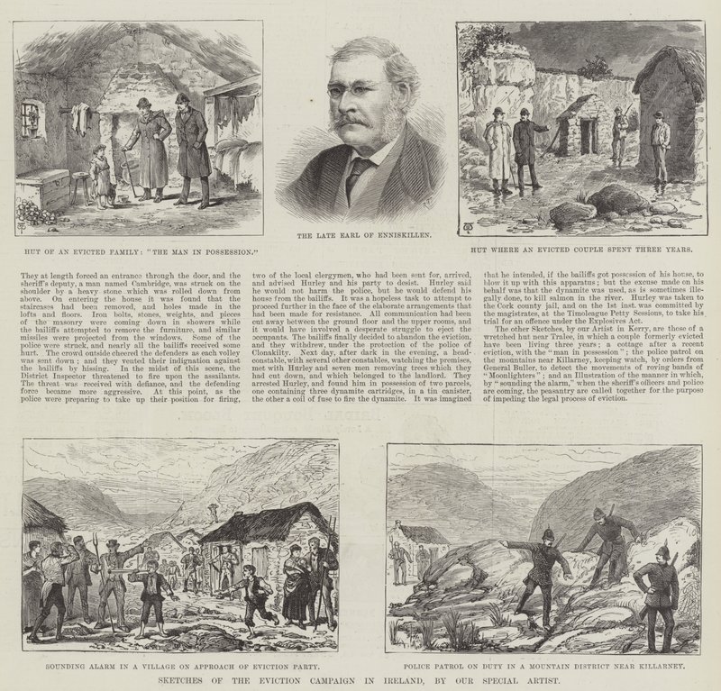 Schetsen van de uitzettingscampagne in Ierland door Thomas Harrington Wilson