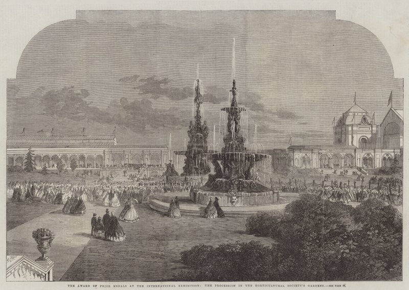 De toekenning van prijsmedailles op de Internationale Tentoonstelling, de processie in de tuinen van de Horticultural Society door Thomas Harrington Wilson